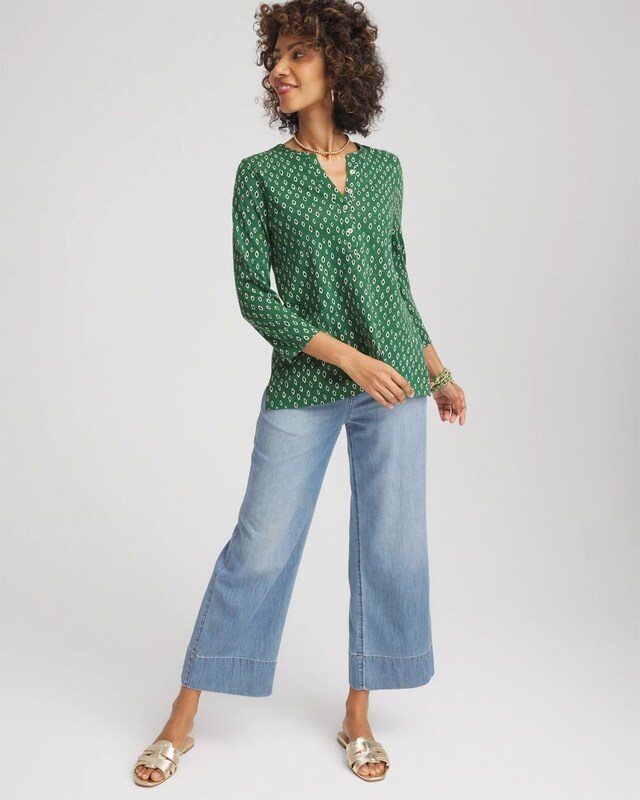 Geo Cotton Slub Henley Shirt - image 2